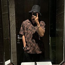 vintage短袖襯衫男潮夏季冰絲ins港風痞帥短袖寬鬆沙灘花襯衫外套t恤上衣男t恤短袖男生t恤男生衣服短袖-22號穿搭 歷史價格詳細信息