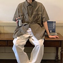 日系復古短袖襯衫男夏季潮牌2023年情侶寬松流行翻領牛仔上衣服男-靚仔男裝 歷史價格詳細信息