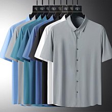 大尺碼 冰絲 短袖襯衫 男 高檔素色襯衫 中老年人男士寬鬆短袖襯衫 爸爸裝爺爺襯衫 歷史價格詳細信息