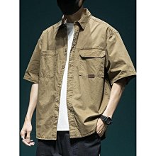 襯衫日系 復古 水洗重磅 素色寬鬆 工裝 短袖 襯衫男夏季潮 歷史價格詳細信息