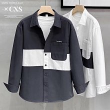 撞色拼接襯衫 襯衫男長袖襯衣男炸街外套長袖襯衫修身男襯衫(CSC602【FIZZE】 歷史價格詳細信息