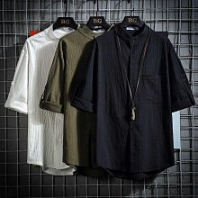 日系素面短袖襯衫 夏季短襯衫 短袖襯衫男  情侶半袖上衣 休閑襯衣 寬鬆cityboy【逆主流】 歷史價格詳細信息