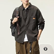 日系休閒襯衫 時尚寬鬆襯衫 秋季襯衫男長袖字母印花日系休閑寬松長袖港風痞帥工裝外套男裝PG605 歷史價格詳細信息