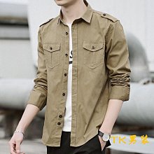 M-5XL大碼長袖純棉襯衫男 軍裝風格大碼男襯衫經典工裝襯衣 戶外休閒長袖襯衫上衣 男士純色長袖襯衫-MINTS名仕男裝 歷史價格詳細信息