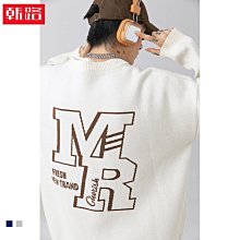 熱銷 日系男裝 2022秋冬新款撞色圓領毛衣男原宿風抽象圖案針織衫 可開發票 歷史價格詳細信息