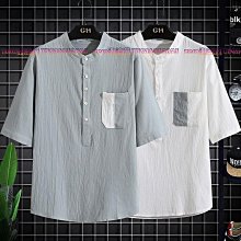 立領短袖 夏季 男士襯衣 中青年襯衫 男韓版 休閒 修身 學生七分袖 上衣潮 歷史價格詳細信息