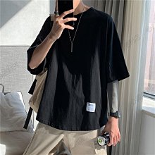 寬松潮流百搭簡約短袖t恤男 100%純棉純色短袖t恤男寬松潮流百搭簡約五分袖頭圓領打底衫 歷史價格詳細信息