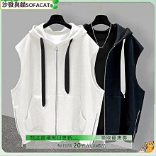 連帽背心男夏季外穿運動跨欄馬甲薄款ins寬松坎肩印花無袖t恤-毛毛男裝 歷史價格詳細信息