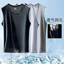 寬松休閑無袖冰絲連帽背心T恤男夏季薄款連帽運動潮男坎肩上衣-毛毛男裝 歷史價格詳細信息
