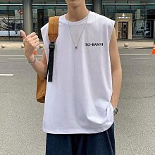 優選男裝 背心男 內搭外穿 運動背心 健身背心 寬肩大圓領 無袖背心 潮流 寬鬆 背心純棉背心高街男夏季潮流重磅健身無袖满599免運 歷史價格詳細信息