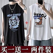 男背心 無袖t恤 無袖背心 夏天必備帥氣涼感無袖 純棉背心 運動健身背心 寬鬆背心 削肩背心-毛毛男裝 歷史價格詳細信息