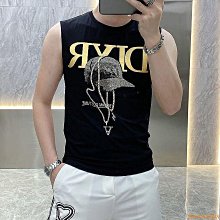 夏季男士個性印花背心健美休閑運動背心棉質汗背心打底上衣 純棉背心 吊嘎 健身背心 坎肩 背心男 男透氣內衣 內搭-毛毛男裝 歷史價格詳細信息