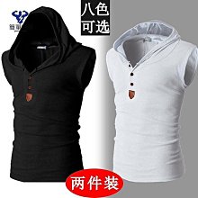 韓版無袖連帽T恤 短袖上衣 無袖t恤 男裝 顯瘦 寬鬆 素T 運動背心【V269】-MINTS名仕男裝 歷史價格詳細信息