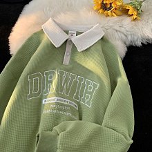 美式復古polo領衛衣女年新款春秋薄款寬松bf慵懶風長袖上衣潮-餘登米女裝 歷史價格詳細信息