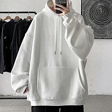 男士衛衣男連帽潮ins春秋季新款純白韓版潮流外套情侶裝港風帽衫-潮流好物 歷史價格詳細信息