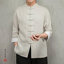 中國風外套男七分袖唐裝漢服夏薄款寬鬆日系小外套道袍和服亞麻上衣男士襯衫新款日式-時尚男裝 歷史價格詳細信息