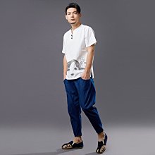 棉麻圓領印花男士T恤 復古文藝風體恤短袖男一件代發風男裝 男士唐裝 價格比較,價格查詢,歷史價格詳細信息