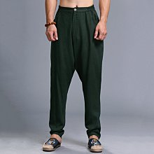 新款苧麻休閑褲男 休閑松緊抽繩中國風加厚棉褲男批發 男士唐裝 歷史價格詳細信息