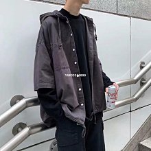 【秋冬新品】假兩件長袖襯衫男 修身韓版襯衫男 小眾個性拼接撞色上衣男 男襯衣 仿牛仔工裝長袖衫 305 歷史價格詳細信息