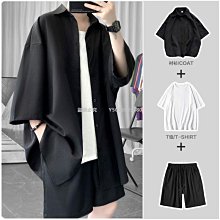 『熱賣』短袖襯衫男 冰絲襯衫 素色襯衫 夏季襯衫 寬鬆韓版襯衣 短袖襯衫外套 潮流帥氣男韓版學生中袖夏裝 歷史價格詳細信息