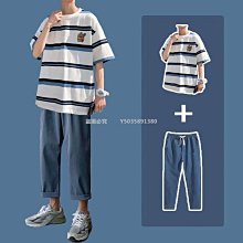 港風夏季男生假兩件t恤 純棉假兩件T恤男 寬鬆休閒短袖上衣 學生穿搭原創短袖T恤 五分袖上衣 假兩件T恤 百搭潮流-正正男裝 歷史價格詳細信息
