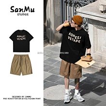 【熱賣精選】五分袖T恤青少年潮流別針印花上衣男士簡約夏季寬松體恤百搭短袖 歷史價格詳細信息