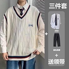 【熱賣精選】針織背心dk制服針織套頭棉V領背心男高中生學院風坎肩無袖jk毛衣馬甲外搭 歷史價格詳細信息