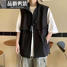 背心馬甲工裝男日系痞帥穿搭設計感戶外機能風寬松休閑連帽外套潮機能背心-雅怡尚品 歷史價格詳細信息