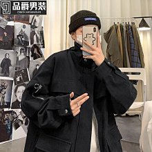 外套男春秋季韓版潮流百搭ins潮港風機能格子毛呢風衣夾克男JKT-時尚男裝 歷史價格詳細信息