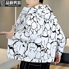 衝鋒衣外套男港風韓版情侶印花連帽戶外登山服防風防水百搭男女中性棒球服外套飛行夾克天天精選 歷史價格詳細信息