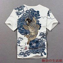 夏季中國風潮流短袖日進斗金t恤男冰絲個性龍印花上衣薄體恤短袖-正正男裝 歷史價格詳細信息