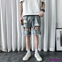 大尺碼短褲 破洞牛仔褲 直筒牛仔褲 短褲 牛仔短褲 休閒短褲 短褲男加肥加大尺碼 男士寬鬆五分褲 夏季彈力肥佬短 歷史價格詳細信息
