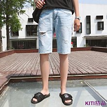 大尺碼短褲 破洞牛仔褲 直筒牛仔褲 短褲 牛仔短褲 休閒短褲 短褲男加肥加大尺碼 男士寬鬆五分褲 夏季彈力肥佬短 歷史價格詳細信息