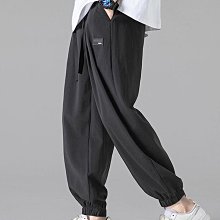 休閑褲男夏季薄款寬松束腳抽繩九分褲潮牌冰絲速幹垂感運動長褲子 歷史價格詳細信息