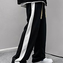 條紋褲子男士春秋潮牌寬松直筒闊腿褲潮流夏季薄款運動褲休閑長褲 歷史價格詳細信息