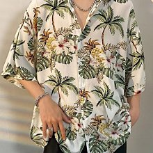 涼感 冰絲 男T 短袖襯衫男夏季冰絲潮流休閑寬松小眾花襯衫夏威夷沙灘襯衣上衣服 歷史價格詳細信息