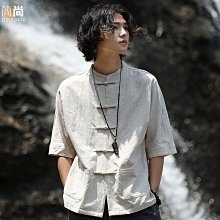 中國風棉麻亞麻國潮衣服五分袖重磅棉t恤短袖男潮流夏季寬鬆男裝【滿299元發貨】 歷史價格詳細信息