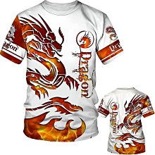 新款夏季男士龍 3D 打印圖案 T 卹休閒運動 O 領復古短袖襯衫嘻哈原宿 T 卹【滿299元發貨】 歷史價格詳細信息