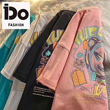 港風ins塗鴉短袖t恤男 寬鬆情侶半袖上衣 夏季街頭原宿風體恤 男生衣著 歷史價格詳細信息