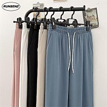 褲子男士夏季薄款冰絲抽繩束腳闊腿休閑長褲潮牌寬松直筒運動衛褲 歷史價格詳細信息