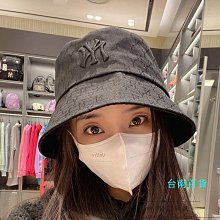 MLB韓國漁夫帽滿印牛仔提花男女四季遮陽老花滿標NY字母卡其B盆帽 歷史價格詳細信息