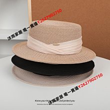 草帽 网红法式平顶宝草草帽女夏天沙滩大帽檐英伦礼帽海边防晒度假帽子~熱銷 歷史價格詳細信息