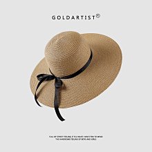 草帽GOLDARTIST草帽女大帽檐春夏季戶外沙灘防曬遮陽帽蝴蝶結防紫外線 新品 歷史價格詳細信息