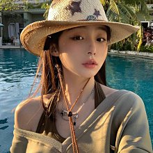 草帽海邊太陽帽大檐網紅草帽女旅游小清新度假遮陽帽子出游防曬沙灘帽 新品 歷史價格詳細信息