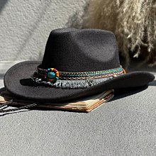 休閑百搭復古駝色皮帶秋冬男女親子呢西部牛仔帽大沿寬邊遮陽禮帽 歷史價格詳細信息