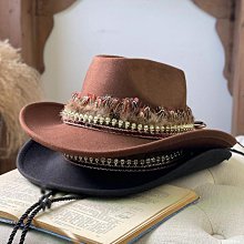 帽子美國西部牛仔帽男帽女帽羊毛大檐禮帽復古馬術露營大頭圍藏式帽子 歷史價格詳細信息