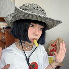 水洗西部牛仔帽女春夏季辣妹戶外遮陽漁夫帽抽繩登山防曬遮陽帽 歷史價格詳細信息