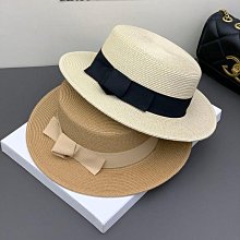 草帽夏天小清新平頂草帽女沙灘大帽檐蝴蝶結英倫禮帽海邊防曬度假帽子 新品 歷史價格詳細信息