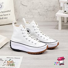球鞋補習班 CONVERSE RUN STAR HIKE 黑白 膠底 男女 高筒 厚底 增高 鋸齒 休閒 166800C 歷史價格詳細信息