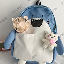 日系少女感雙肩包女可愛學生可愛卡通鯊魚背包帆布學生初中生書包外出斜背包-促銷 價格比較,價格查詢,歷史價格詳細信息